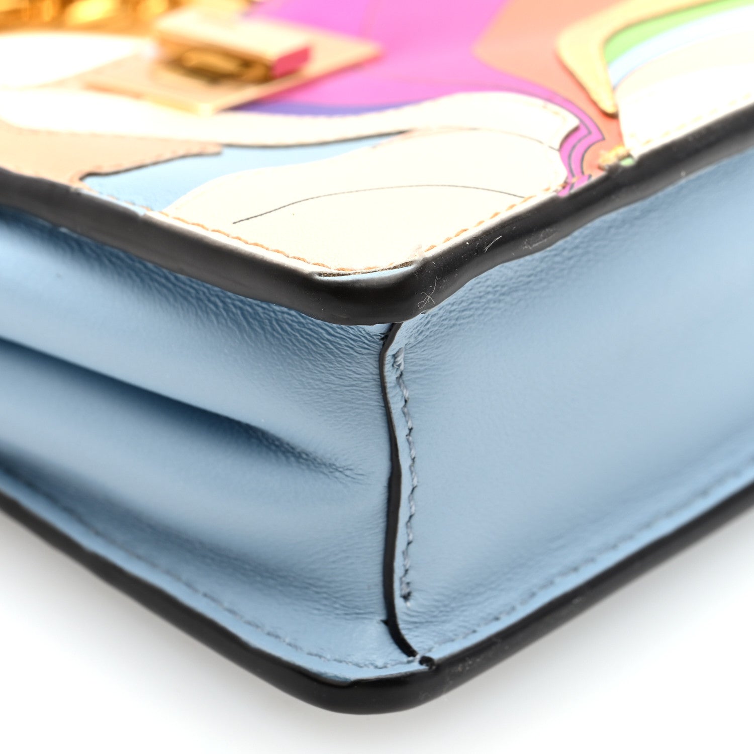 Fendi Nappa Rainbow Inlay Nano Peekaboo Maxi Handle Satchel Azzurro Baby Multicolor 9 of 10