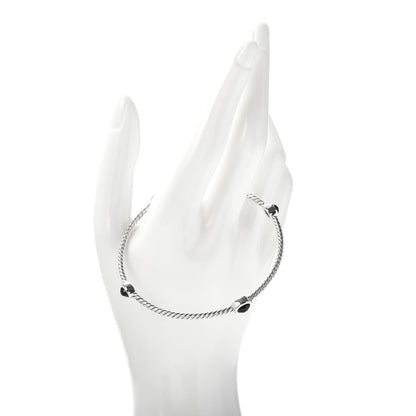 David Yurman Sterling Silver Black Onyx Color Classics 4 Station Bangle Bracelet 2 of 4