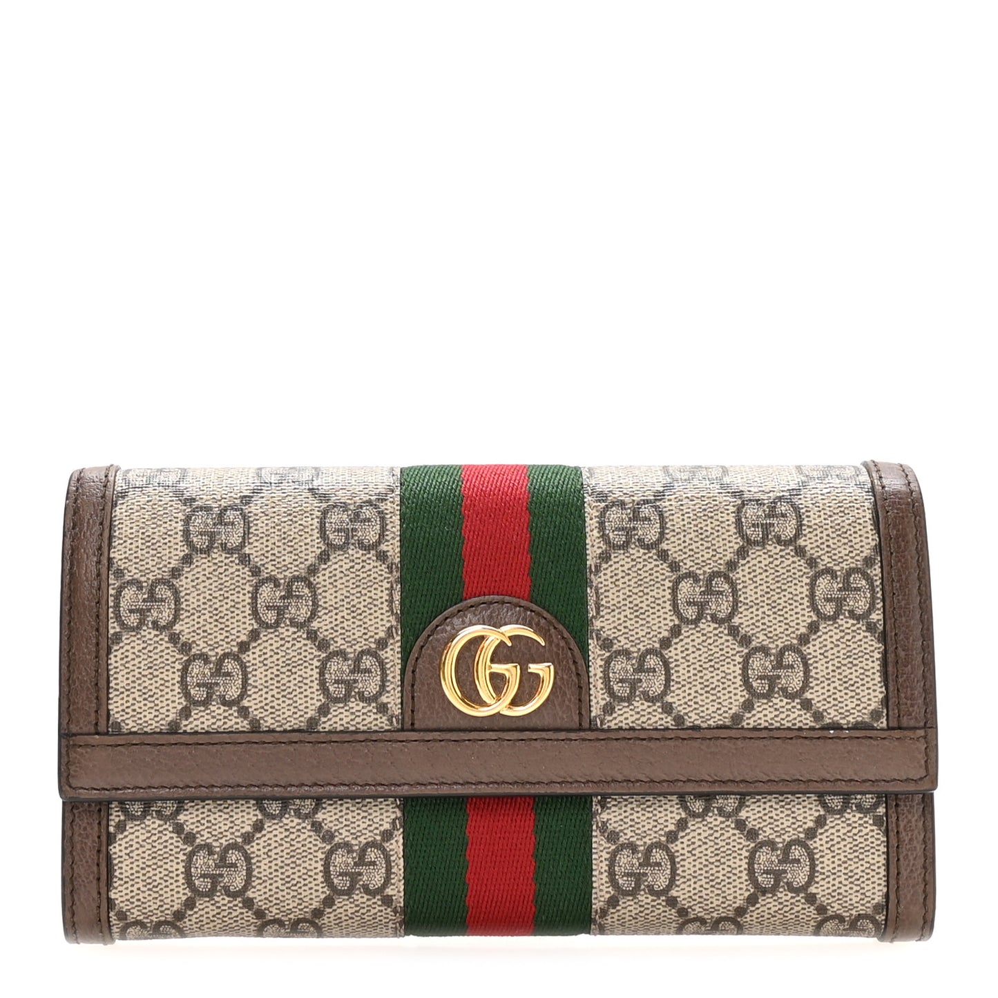GG Supreme Monogram Web Ophidia Continental Wallet Brown