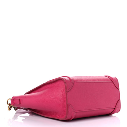 Celine Drummed Calfskin Nano Luggage Fuchsia 4 of 19