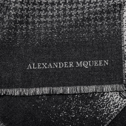 Alexander McQueen Wool Houndstooth Skull Scarf Black 3 of 4