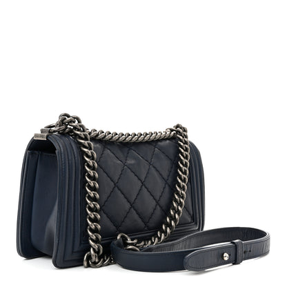 Chanel Calfskin Double Stitch Medium Boy Flap Marine 3 of 14