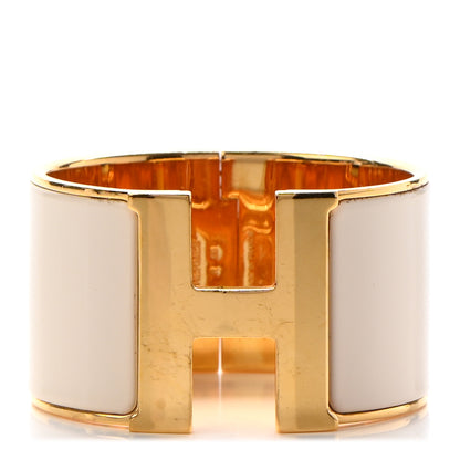 Hermes Enamel Extra Wide Clic Clac H Bracelet PM Blanc Percale 1 of 7