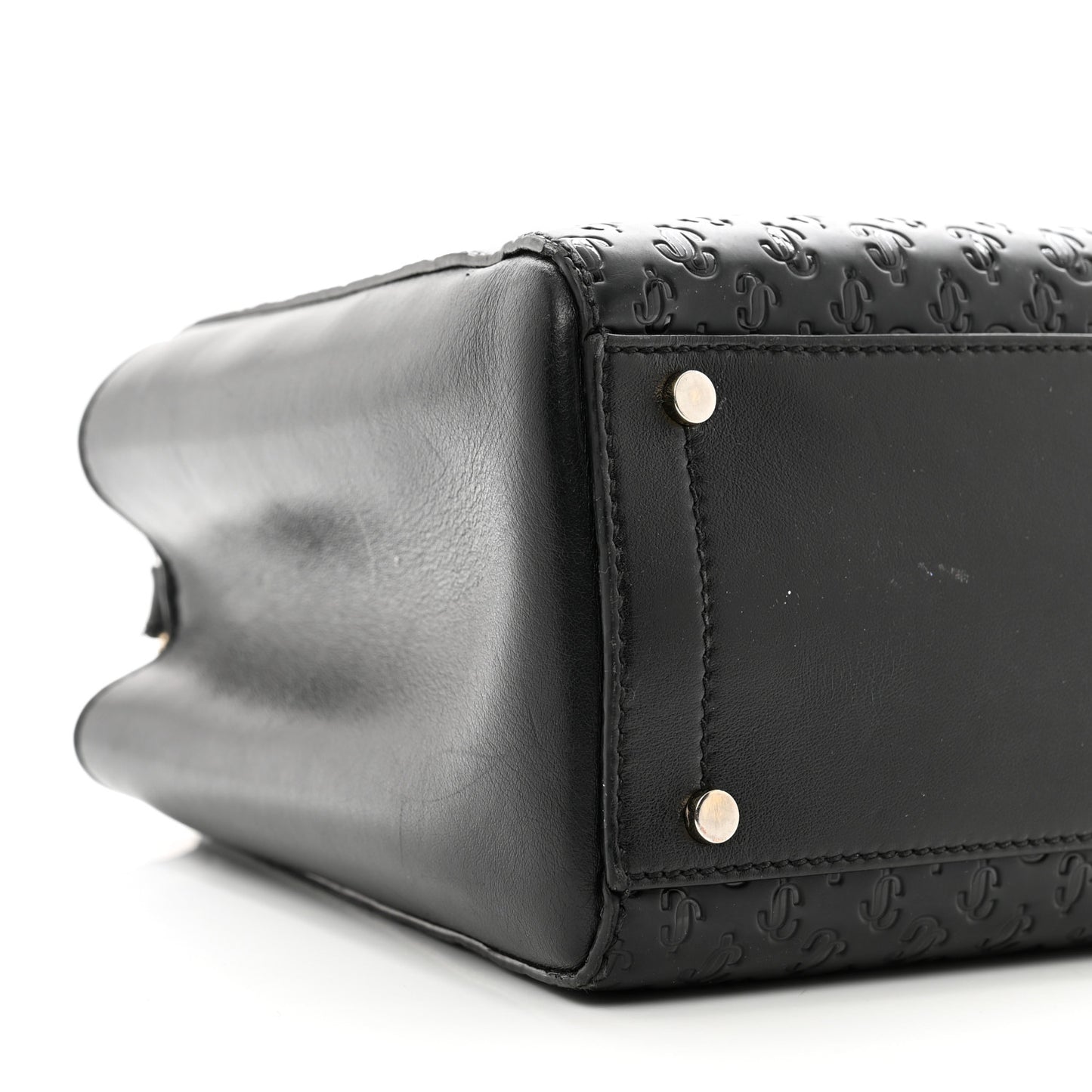 Calfskin Logo Embossed Varenne Top Handle Bag Black