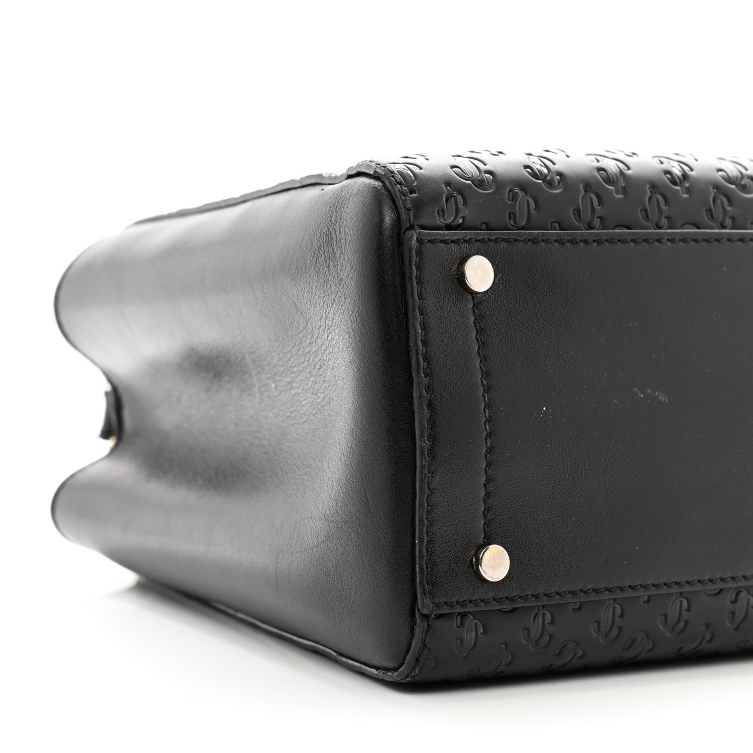 Jimmy Choo Calfskin Logo Embossed Varenne Top Handle Bag Black 8 of 12