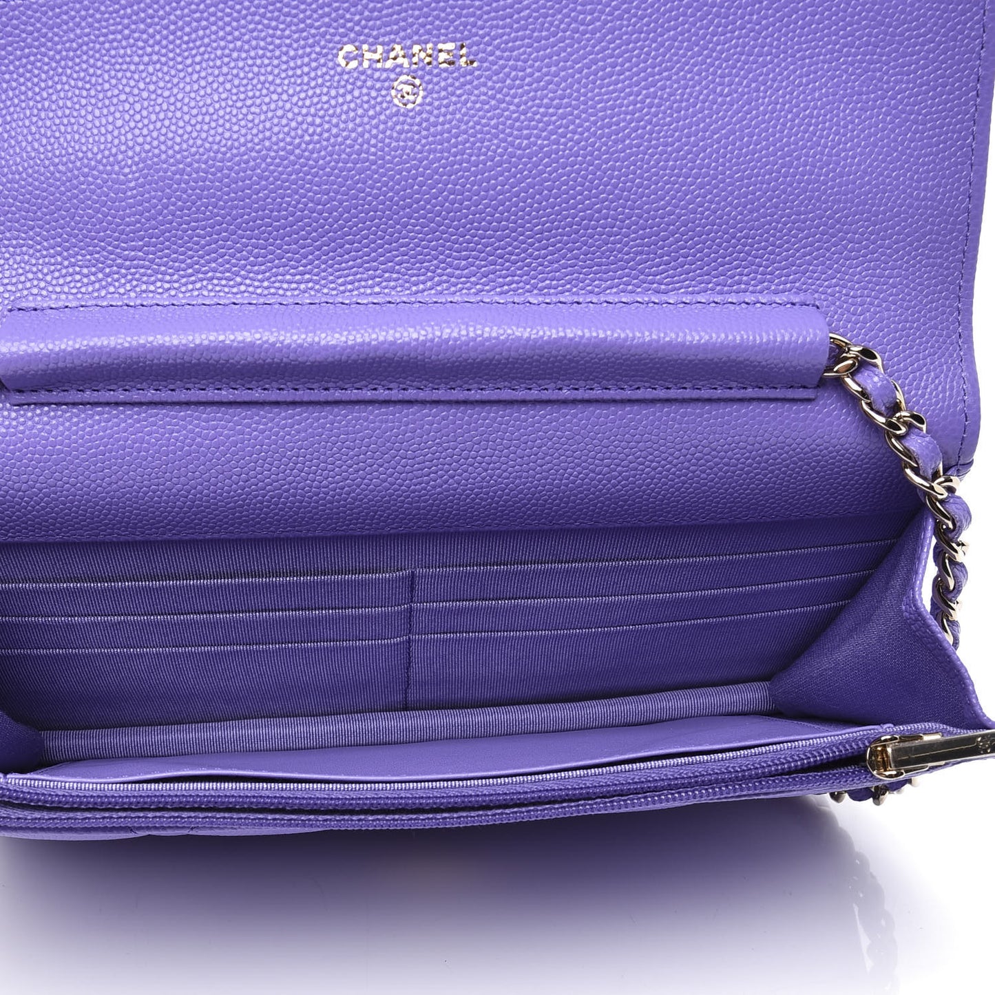 Caviar Quilted Wallet On Chain WOC Purple