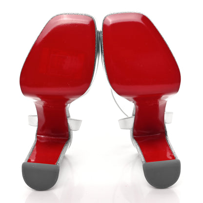 Christian Louboutin Metallic Nappa Glitter Amali Alta 130 Platform Sandals 39 Silver 5 of 9