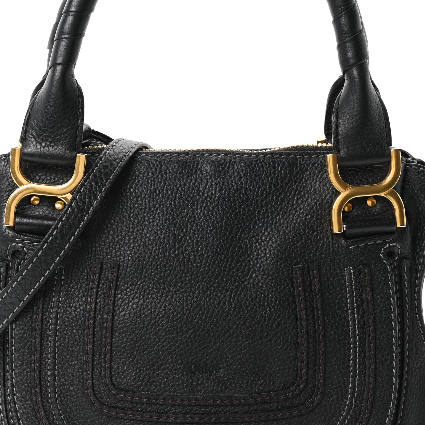 Calfskin Small Marcie Satchel Black