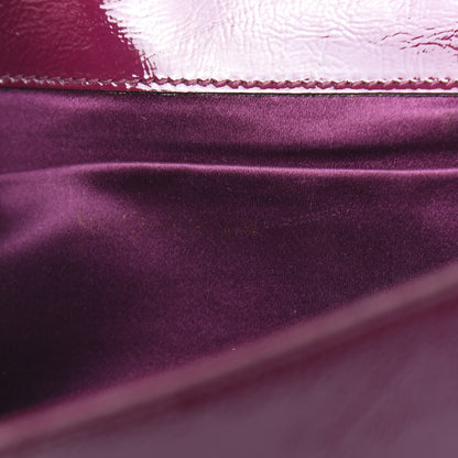 Saint Laurent Textured Patent Monogram Large Belle De Jour Clutch Burgundy 6 of 8