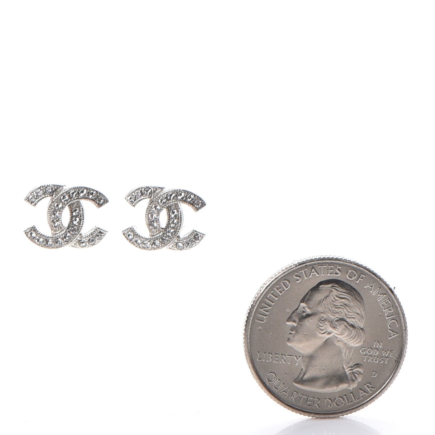 Chanel Crystal CC Earrings Silver 2 of 6