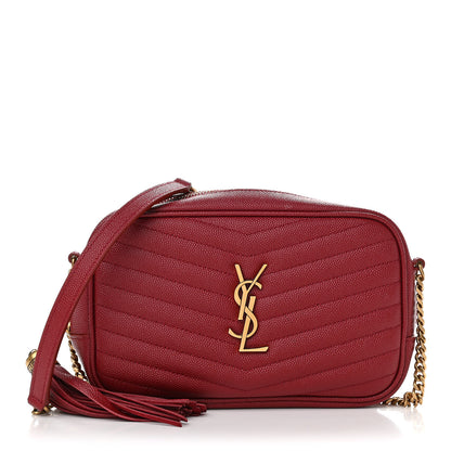 Saint Laurent Grain De Poudre Matelasse Monogram Mini Lou Camera Bag Opyum Red 1 of 12
