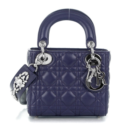 Christian Dior Lambskin Cannage Crystal Mini Lady Dior Navy Blue 1 of 7