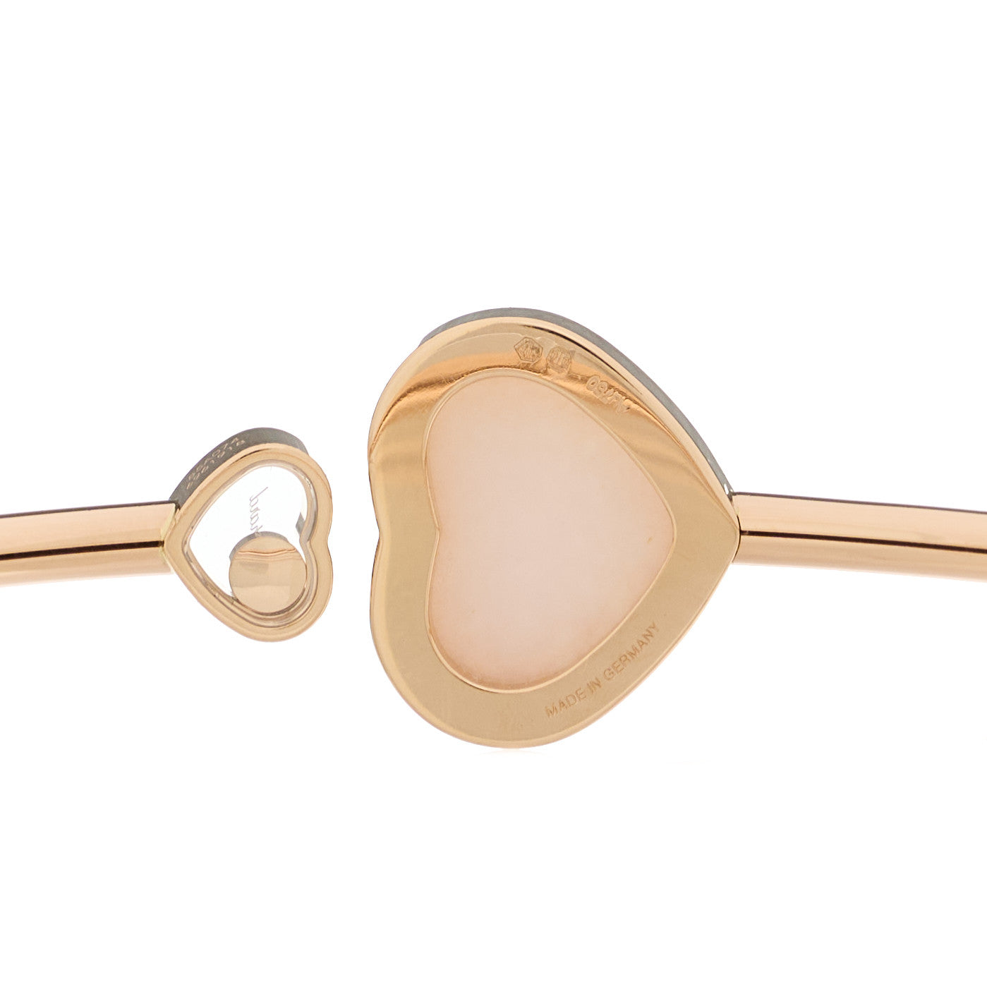 18K Rose Gold Diamond Pink Opal Happy Hearts Bangle Bracelet