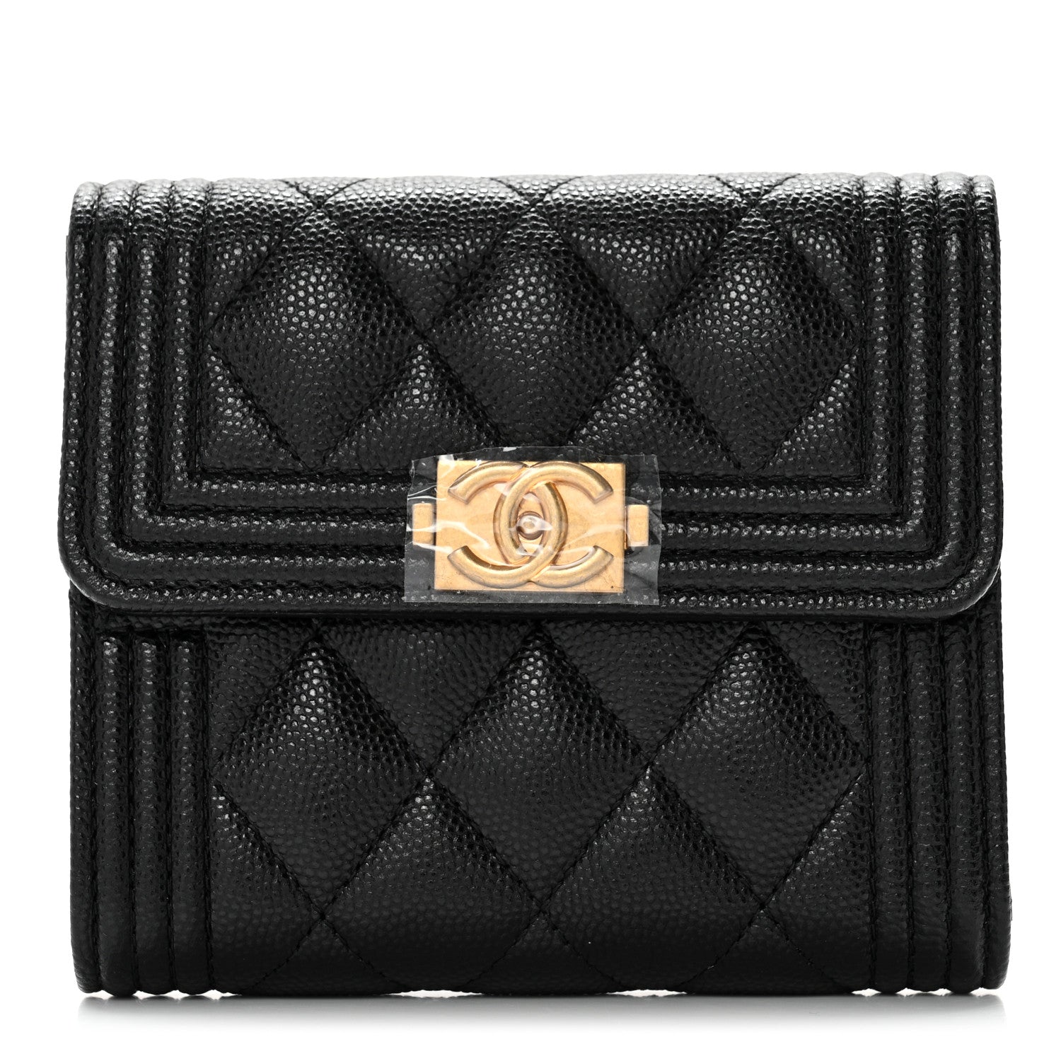 Chanel Caviar Quilted Compact Boy Wallet Black 1 of 10