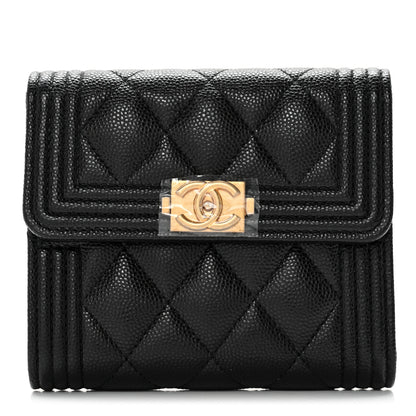 Chanel Caviar Quilted Compact Boy Wallet Black 1 of 10