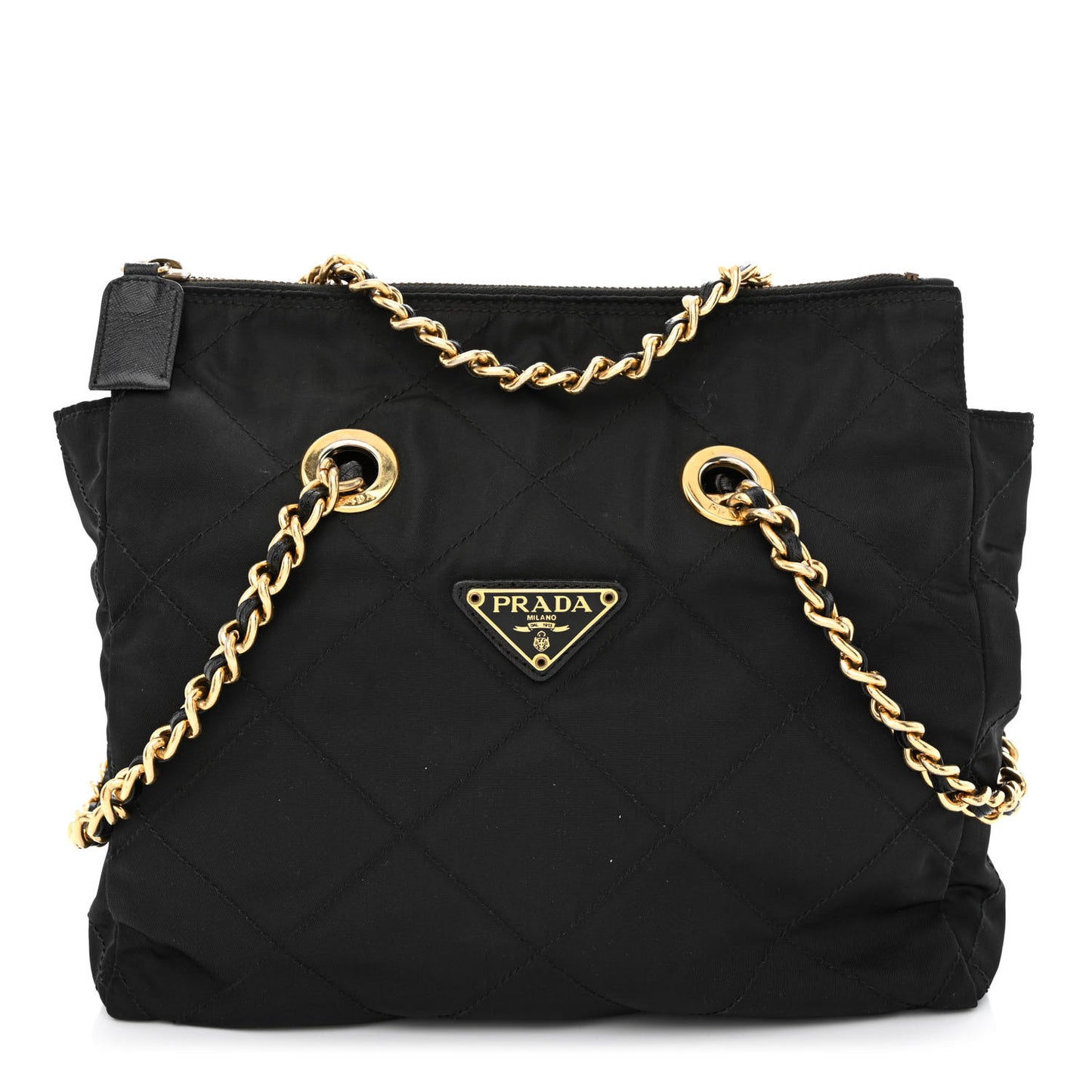 Nylon Tessuto Quilted Shoulder Bag Black