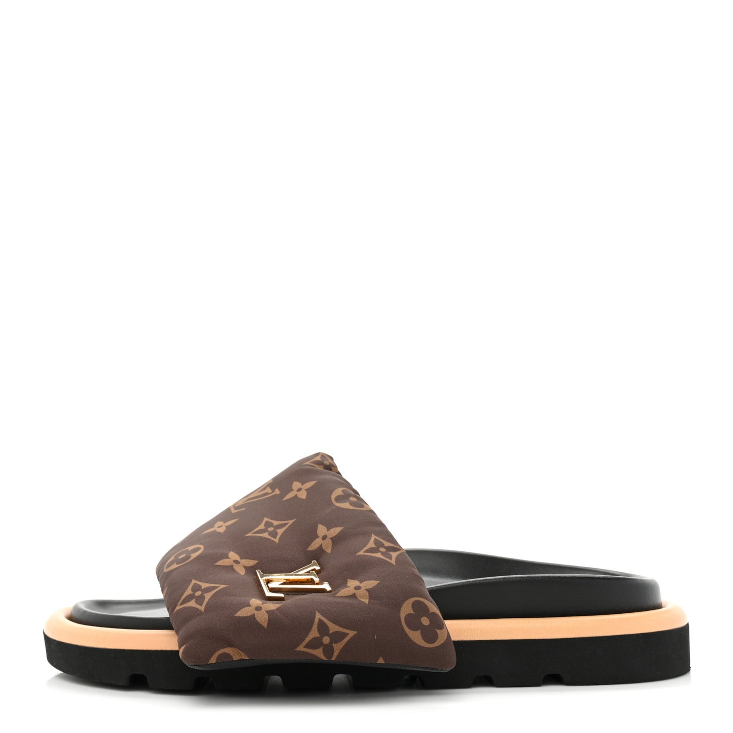 Nylon Monogram LV Pool Pillow Flat Comfort Mule 41 Cacao Brown