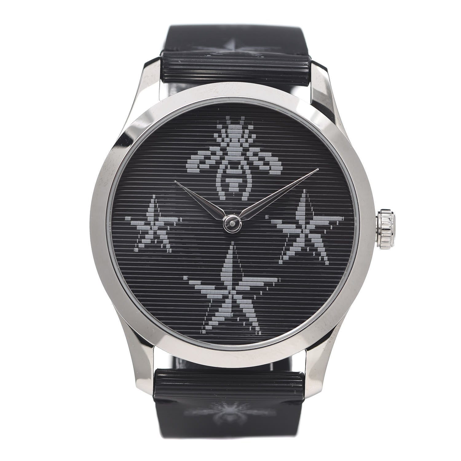 Gucci Stainless Steel Calfskin 38mm G-Timeless Bee Star Hologram Quartz Watch Black 1 of 6