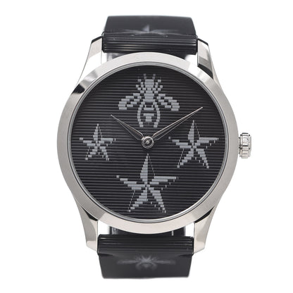 Gucci Stainless Steel Calfskin 38mm G-Timeless Bee Star Hologram Quartz Watch Black 1 of 6