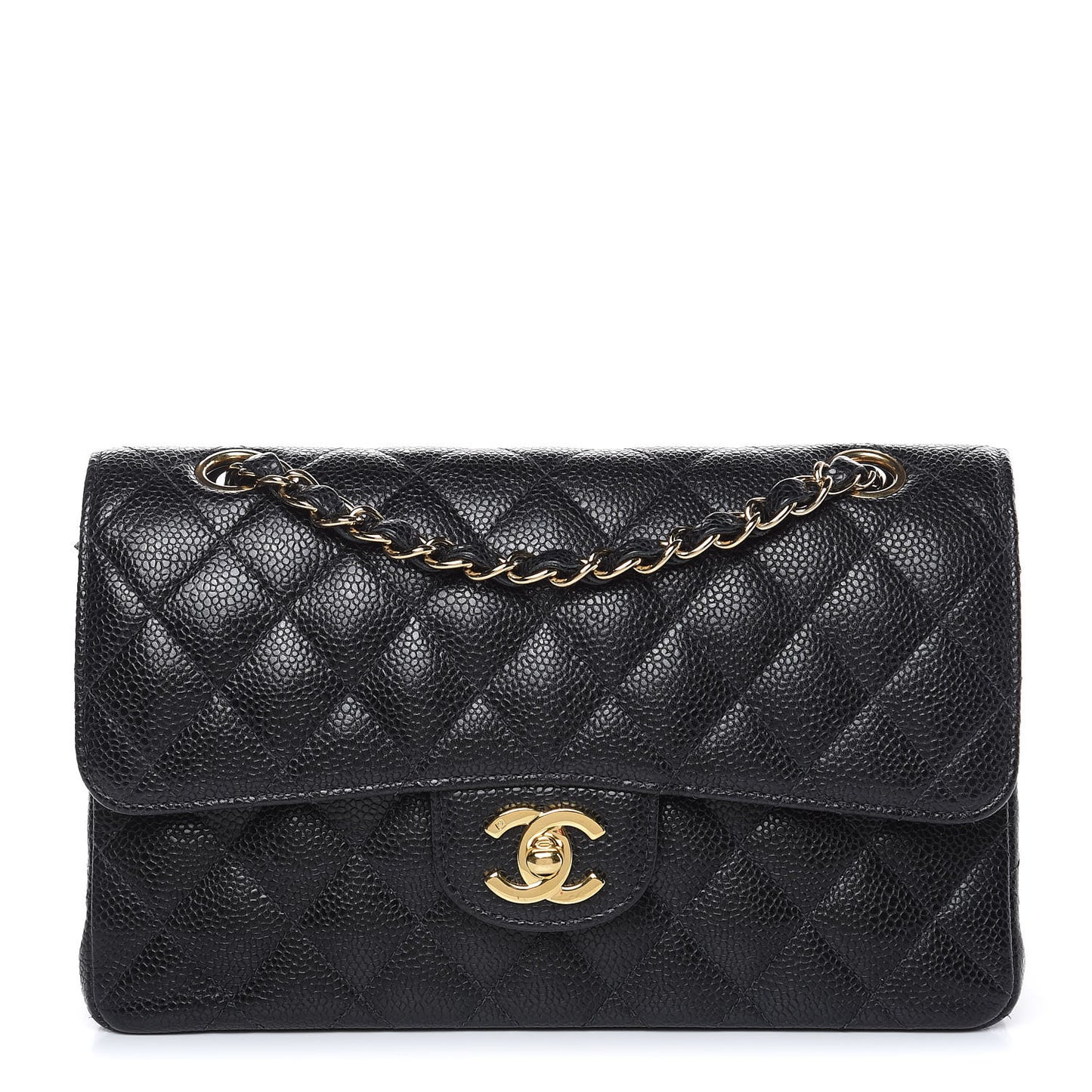 Caviar Quilted Small Double Flap Black