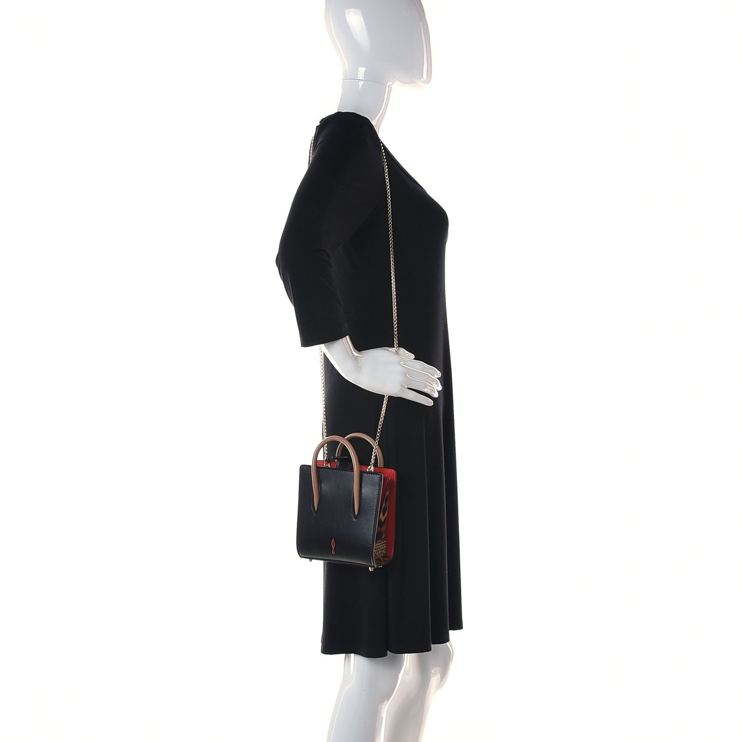 Calfskin Patent Leopard Studded Nano Paloma Black