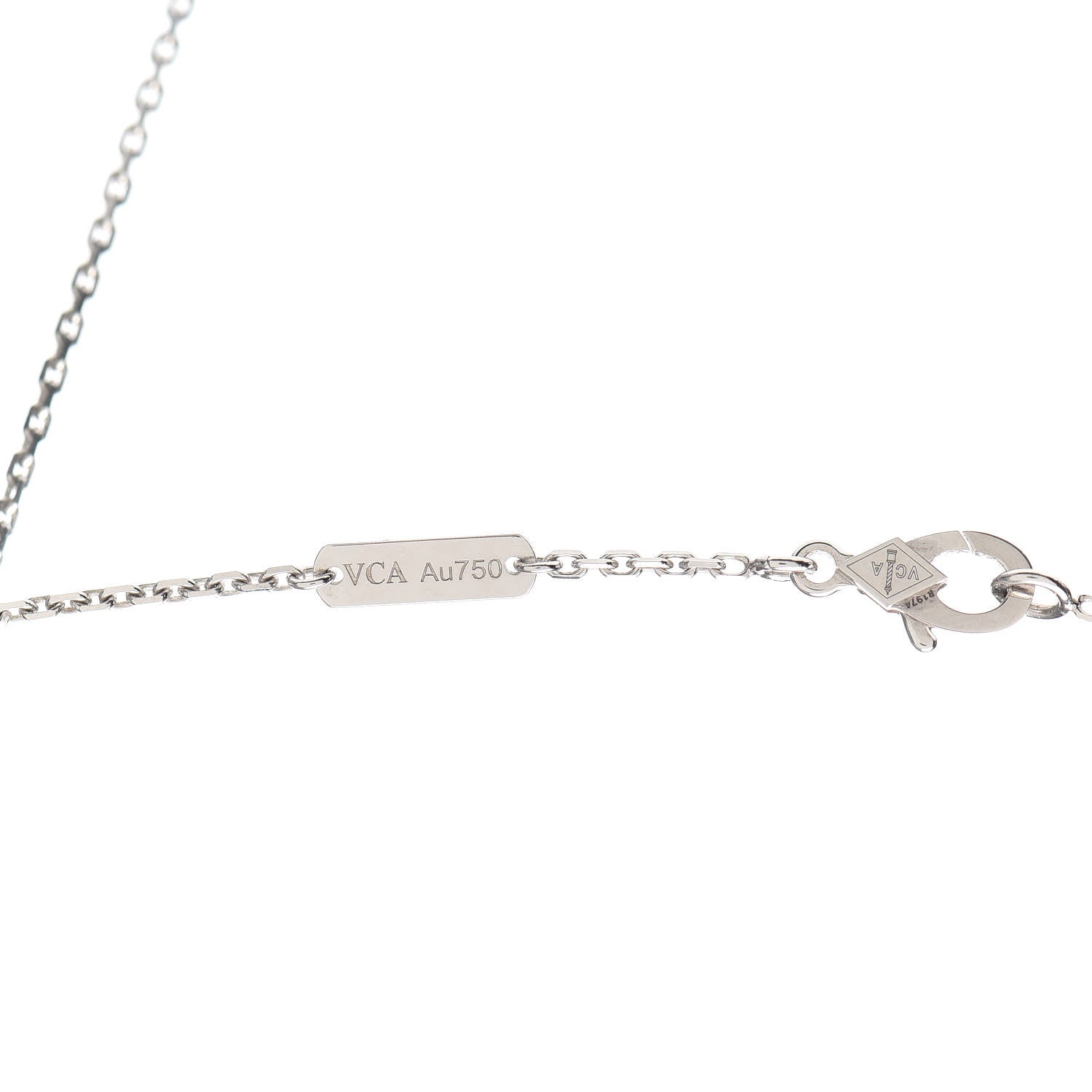Van Cleef & Arpels 18K White Gold Diamond Guilloche Vintage Alhambra Pendant Necklace 6 of 8