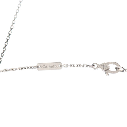 Van Cleef & Arpels 18K White Gold Diamond Guilloche Vintage Alhambra Pendant Necklace 6 of 8
