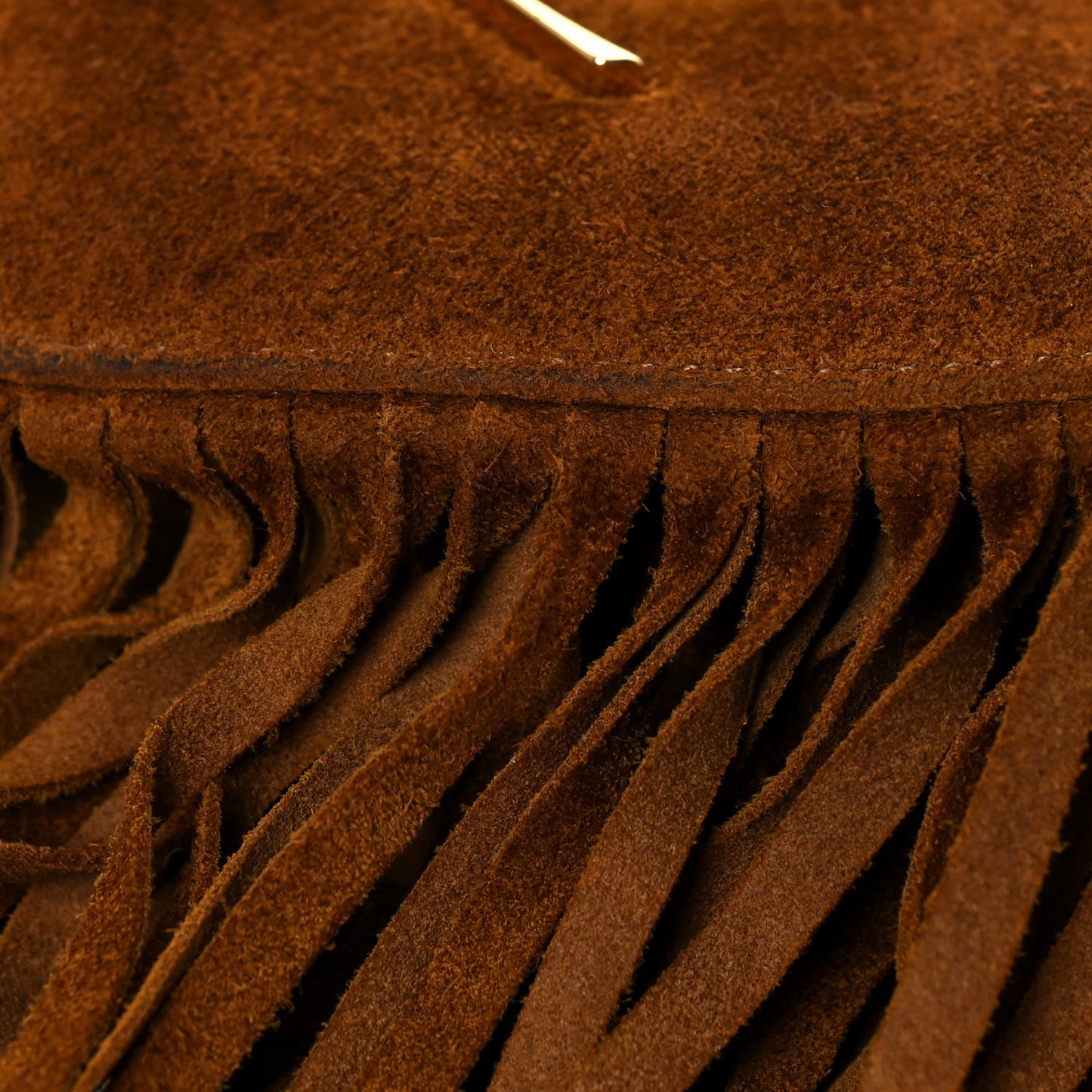 Suede Fringe Small Monogram Love Shoulder Bag Brown