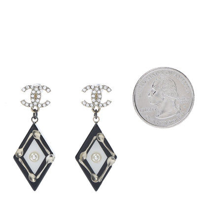 Chanel Resin Crystal Spoon Brasserie CC Drop Earrings Black White 2 of 4