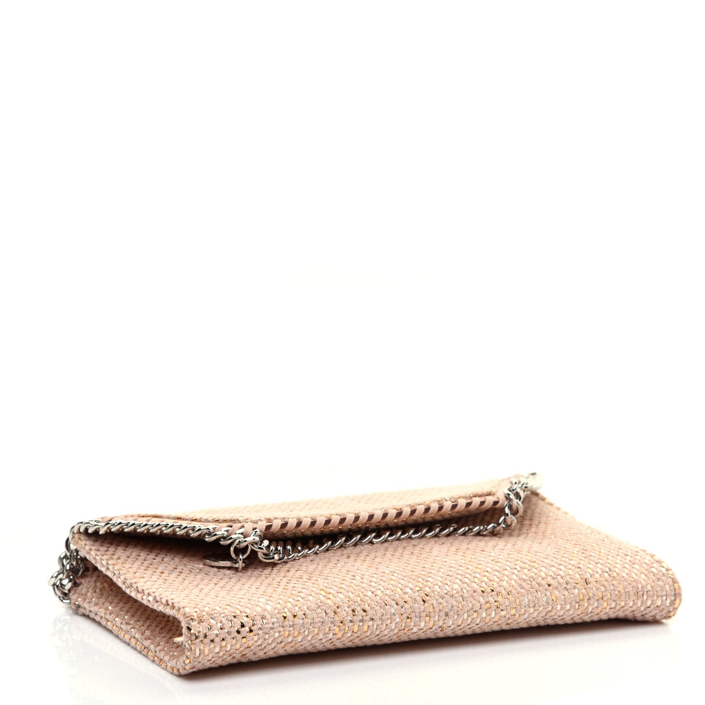 Metallic Woven Raffia Falabella Mini Crossbody Pink