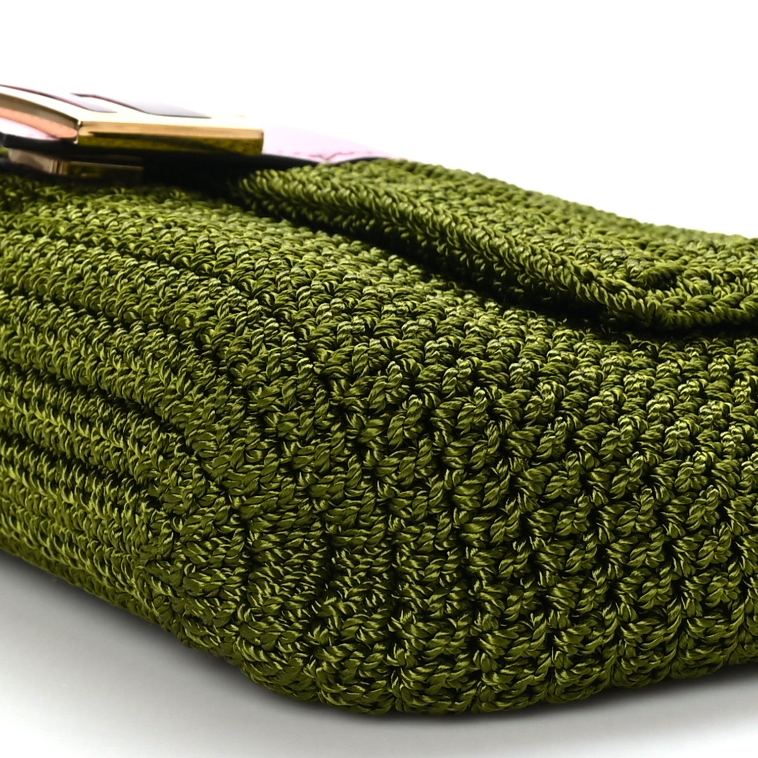 Fendi Fabric Crochet Vitello Grace Plexiglass Baguette Verde Lavanda 8 of 8