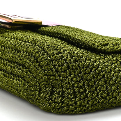 Fendi Fabric Crochet Vitello Grace Plexiglass Baguette Verde Lavanda 8 of 8
