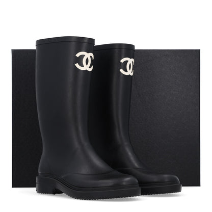 Chanel Caoutchouk CC High Boots 39 Black 11 of 11