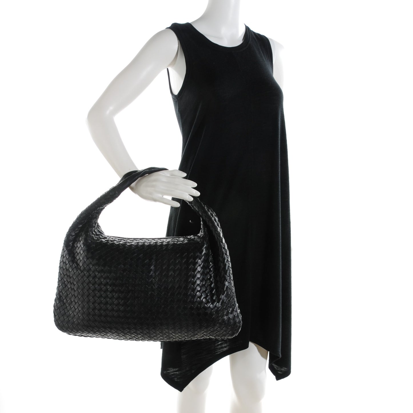 Nappa Intrecciato Medium Veneta Hobo Black