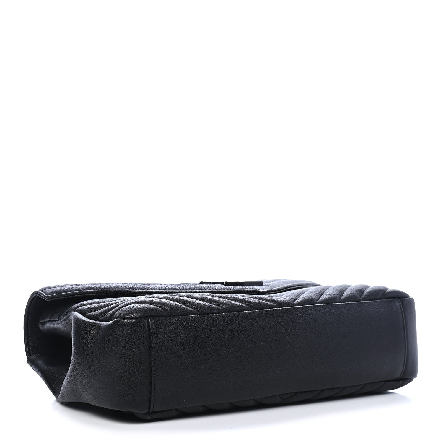 Saint Laurent Sheepskin Matelasse Chevron Monogram Monochrome Large College Satchel Black 4 of 9