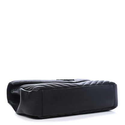 Saint Laurent Sheepskin Matelasse Chevron Monogram Monochrome Large College Satchel Black 4 of 9