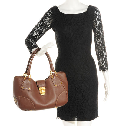 Prada Vitello Daino Pushlock Tote Tobacco 2 of 12