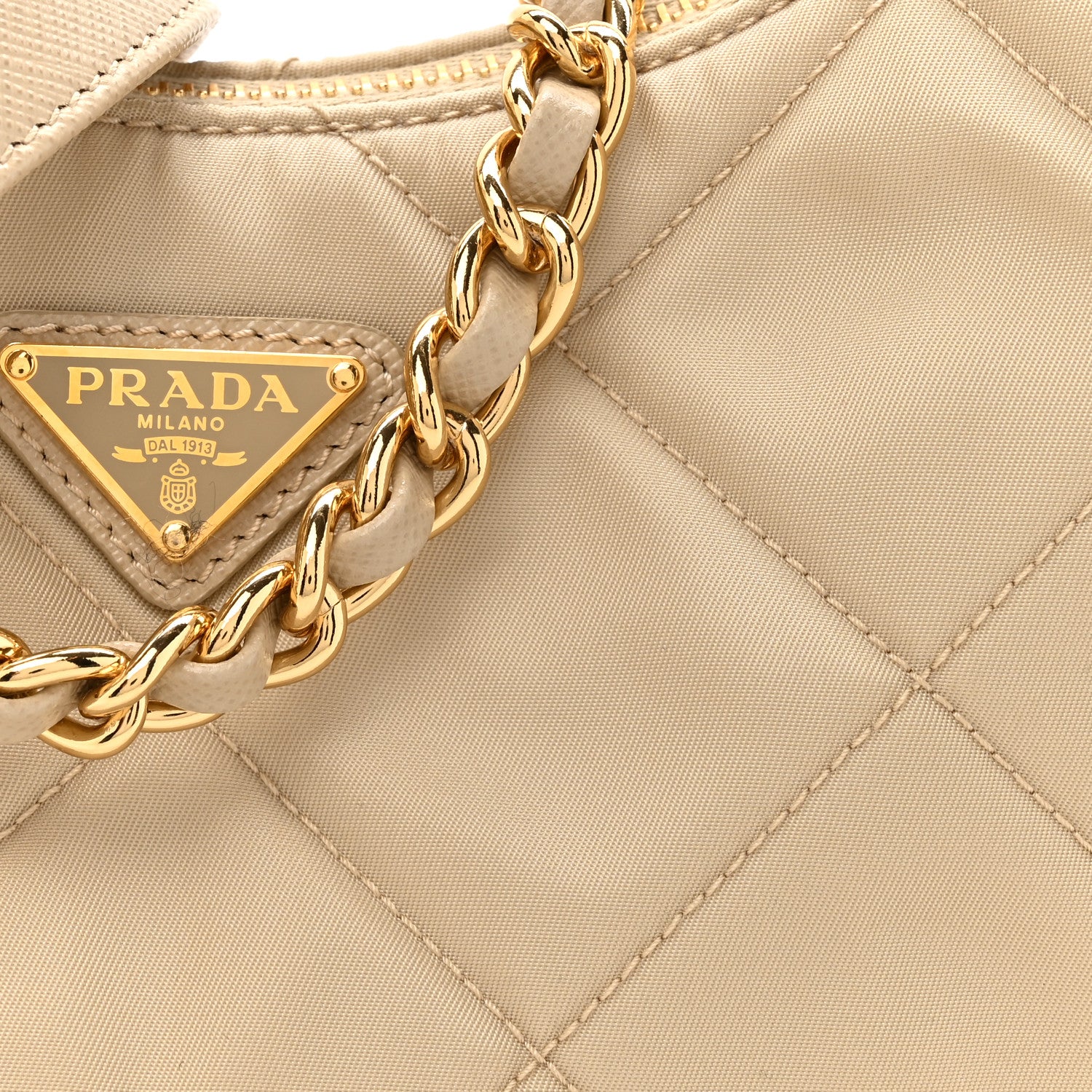 Prada Re-Nylon Saffiano Stitched Mini Re-Edition 1995 Chaine Shoulder Bag Desert Beige 7 of 10