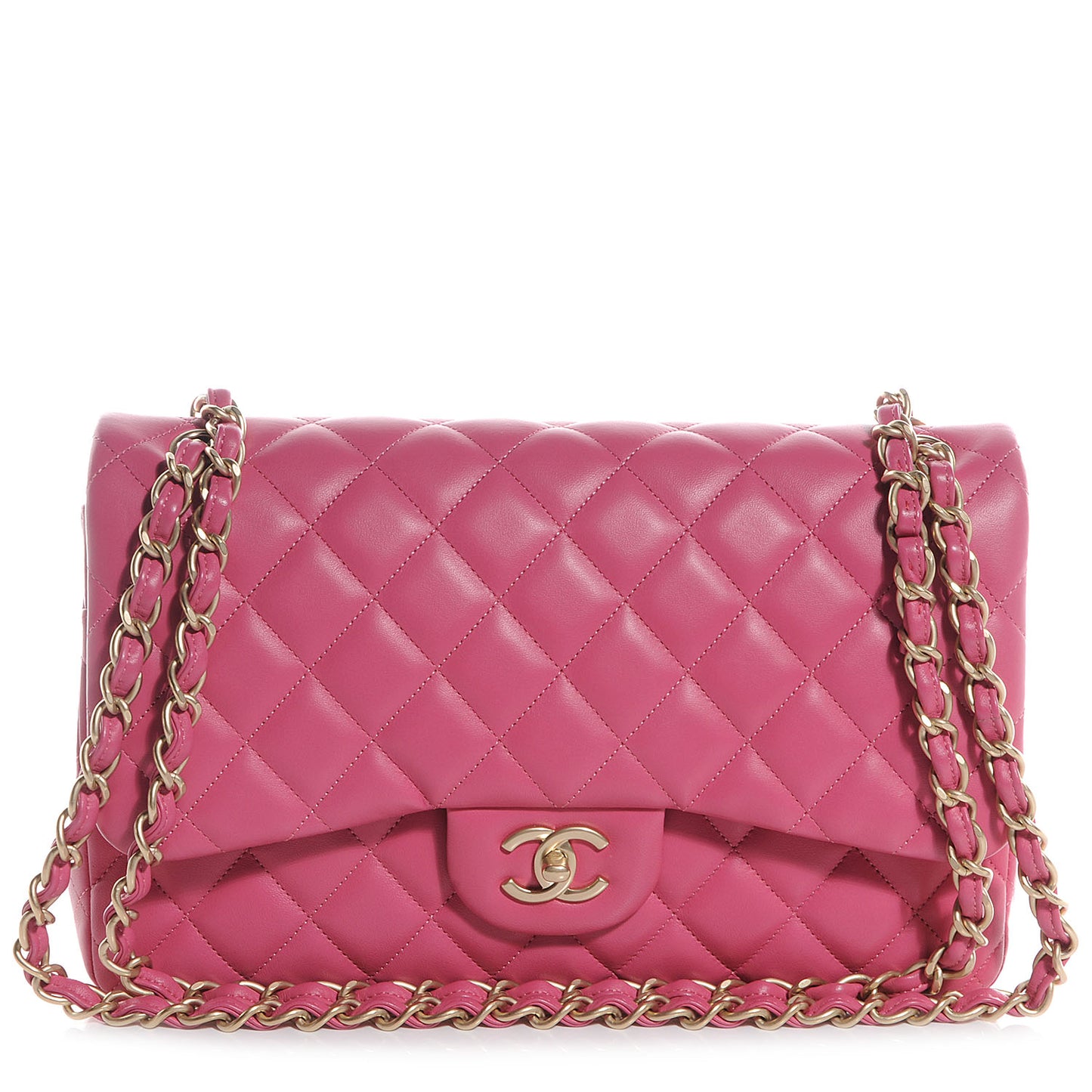 Lambskin Quilted Jumbo Double Flap Pink