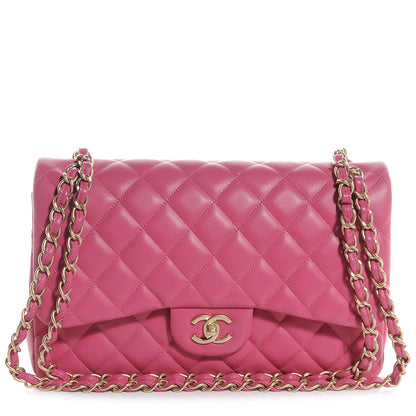 Chanel Lambskin Quilted Jumbo Double Flap Pink 1 of 8