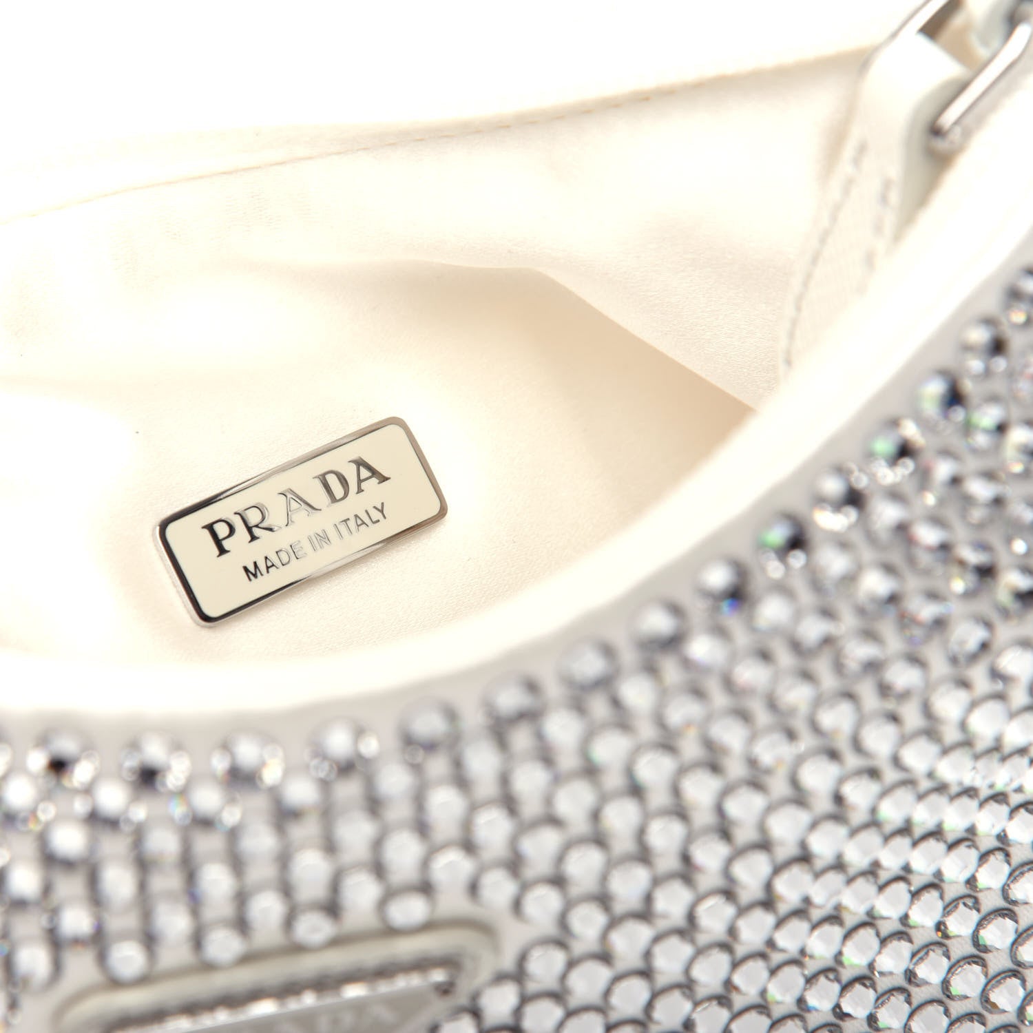 Prada Satin Crystal Mini Re-Edition 2000 Bag White 6 of 10