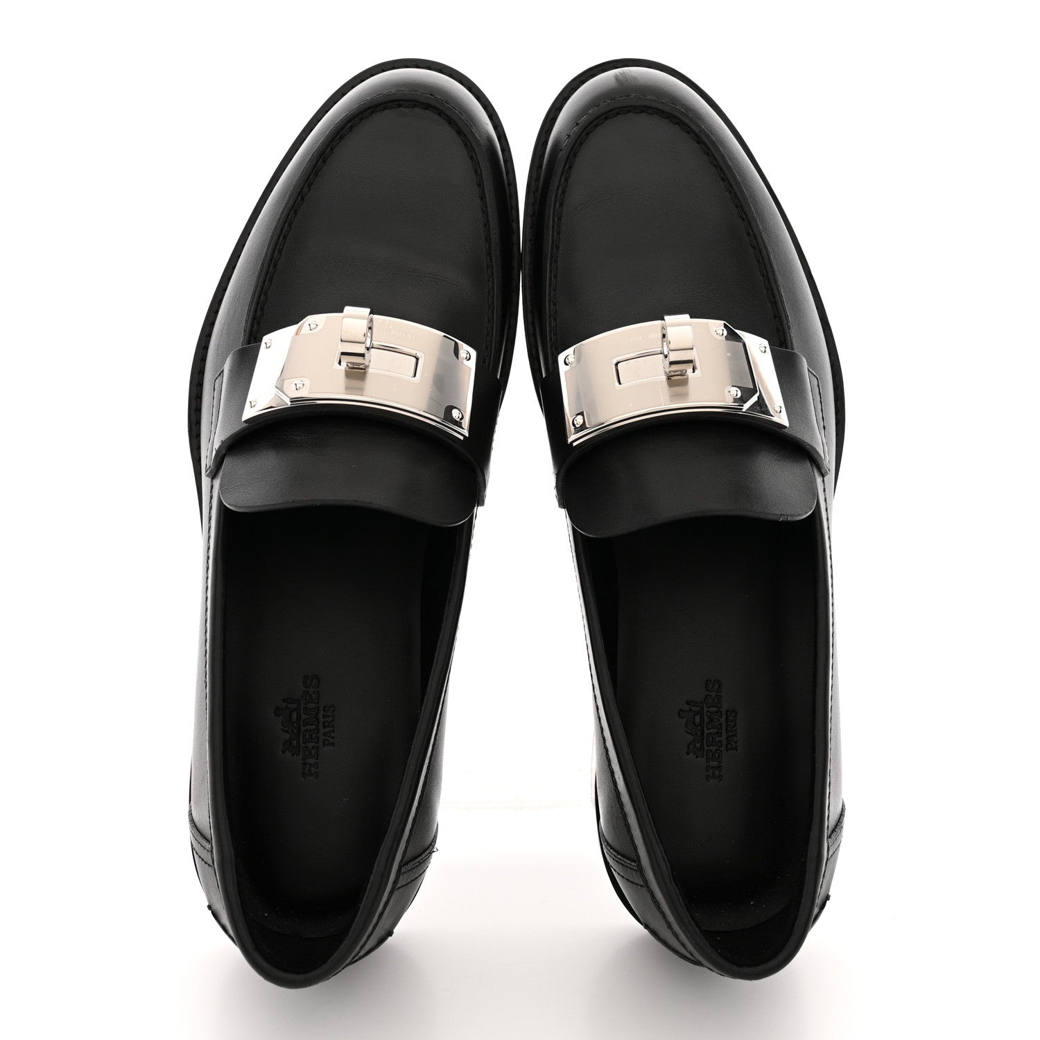 Hermes Calfskin Womens Hot Loafer 38 Black 2 of 14