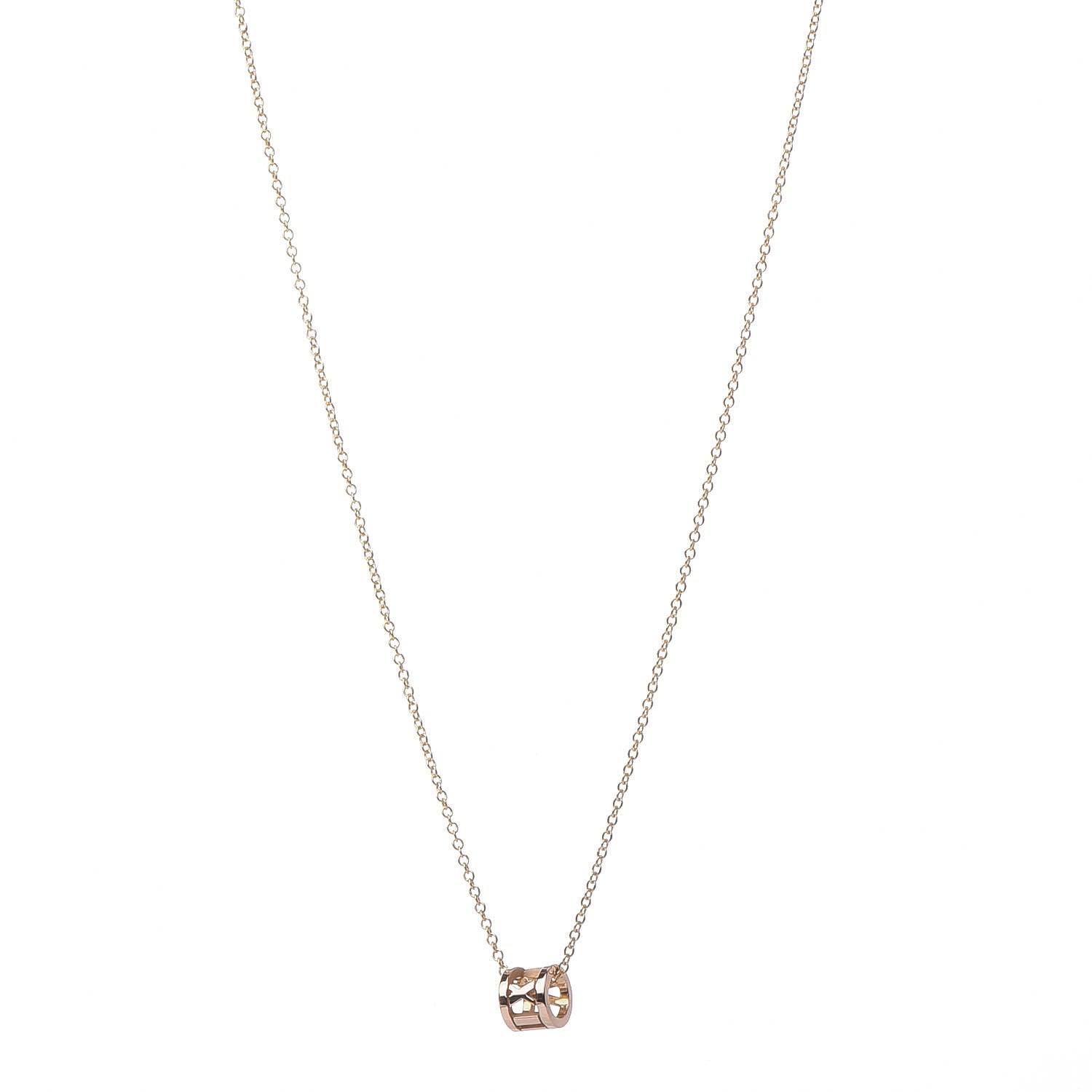 Tiffany 18K Rose Gold Atlas Open Pendant Necklace 1 of 7