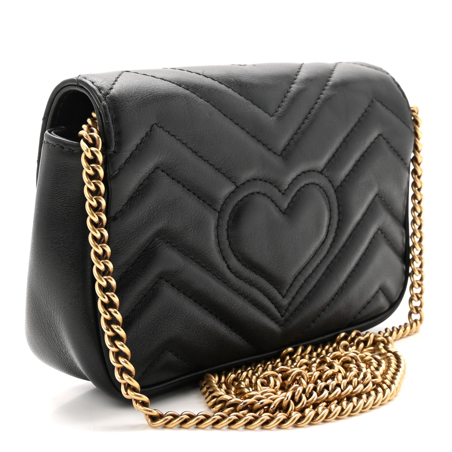 Gucci Calfskin Matelasse Super Mini GG Marmont Shoulder Bag Black 3 of 10