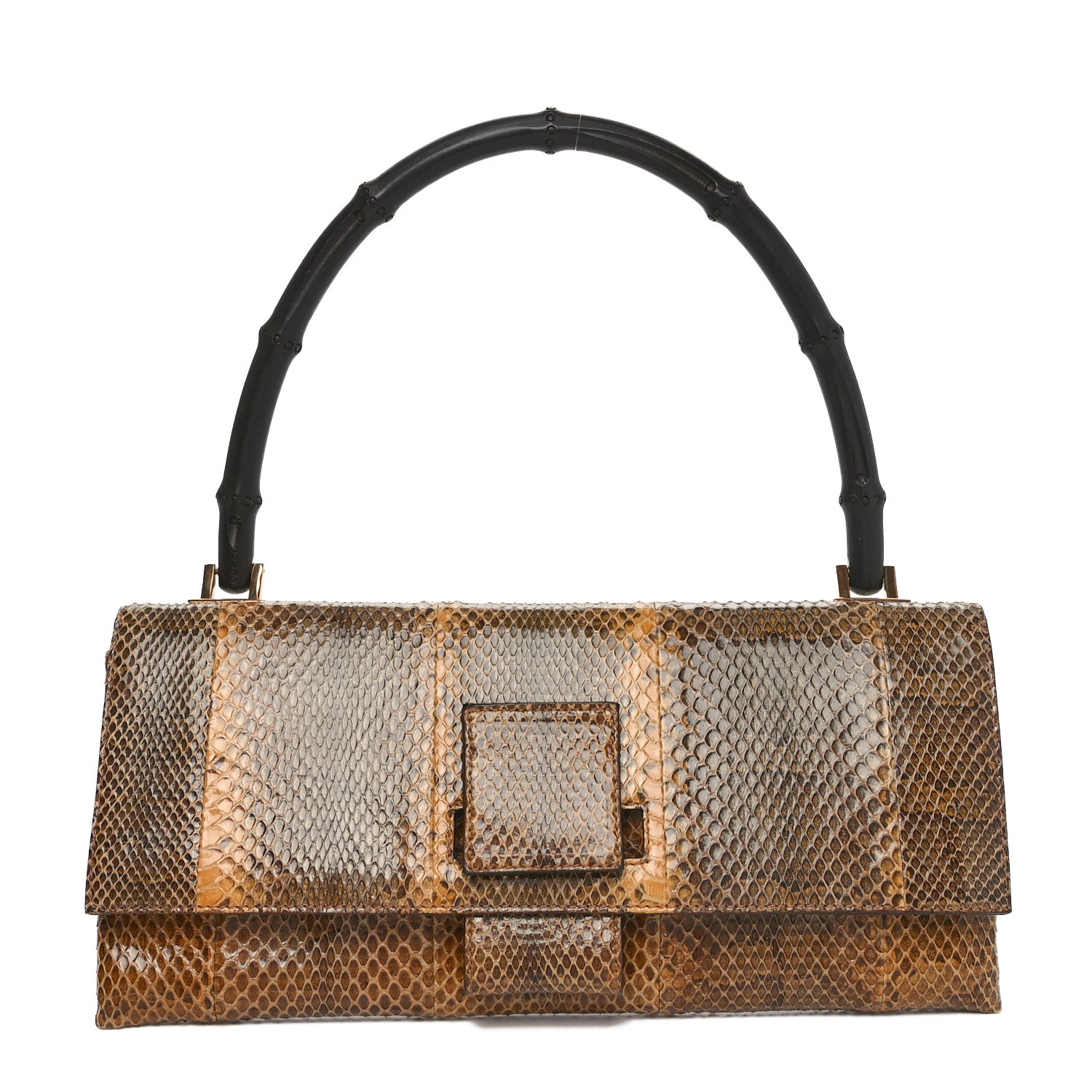 Gucci Snakeskin Bamboo Top Handle Bag Natural 1 of 10