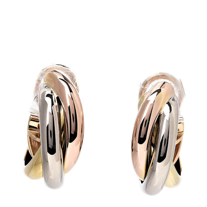 Cartier 18K Pink Yellow White Gold 7.5mm Trinity Clip-On Earrings 1 of 5