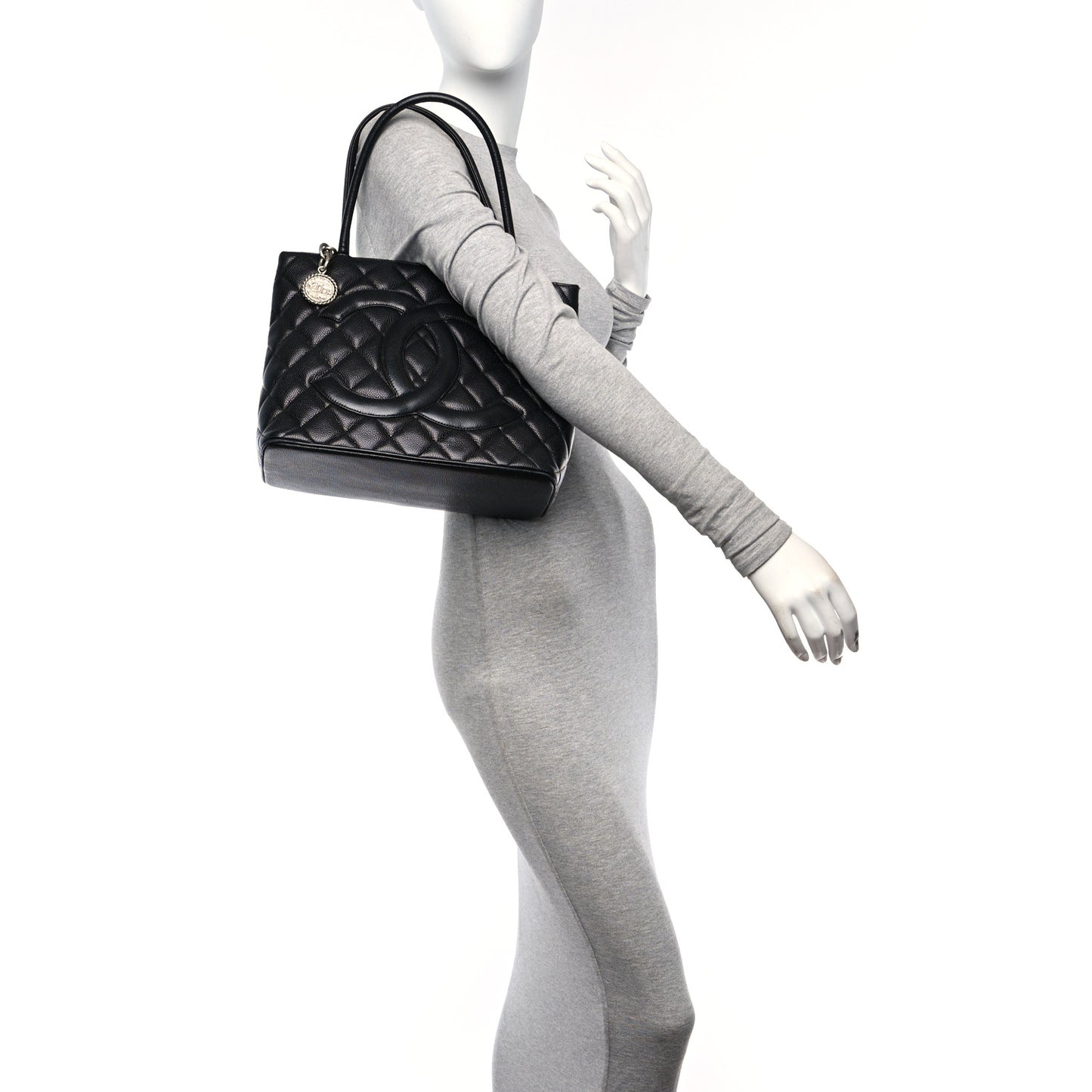 Caviar Quilted Medallion Tote Black