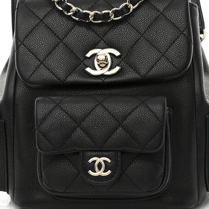 Chanel Shiny Caviar Quilted Small Pockets Drawstring Backpack Black 8 of 10