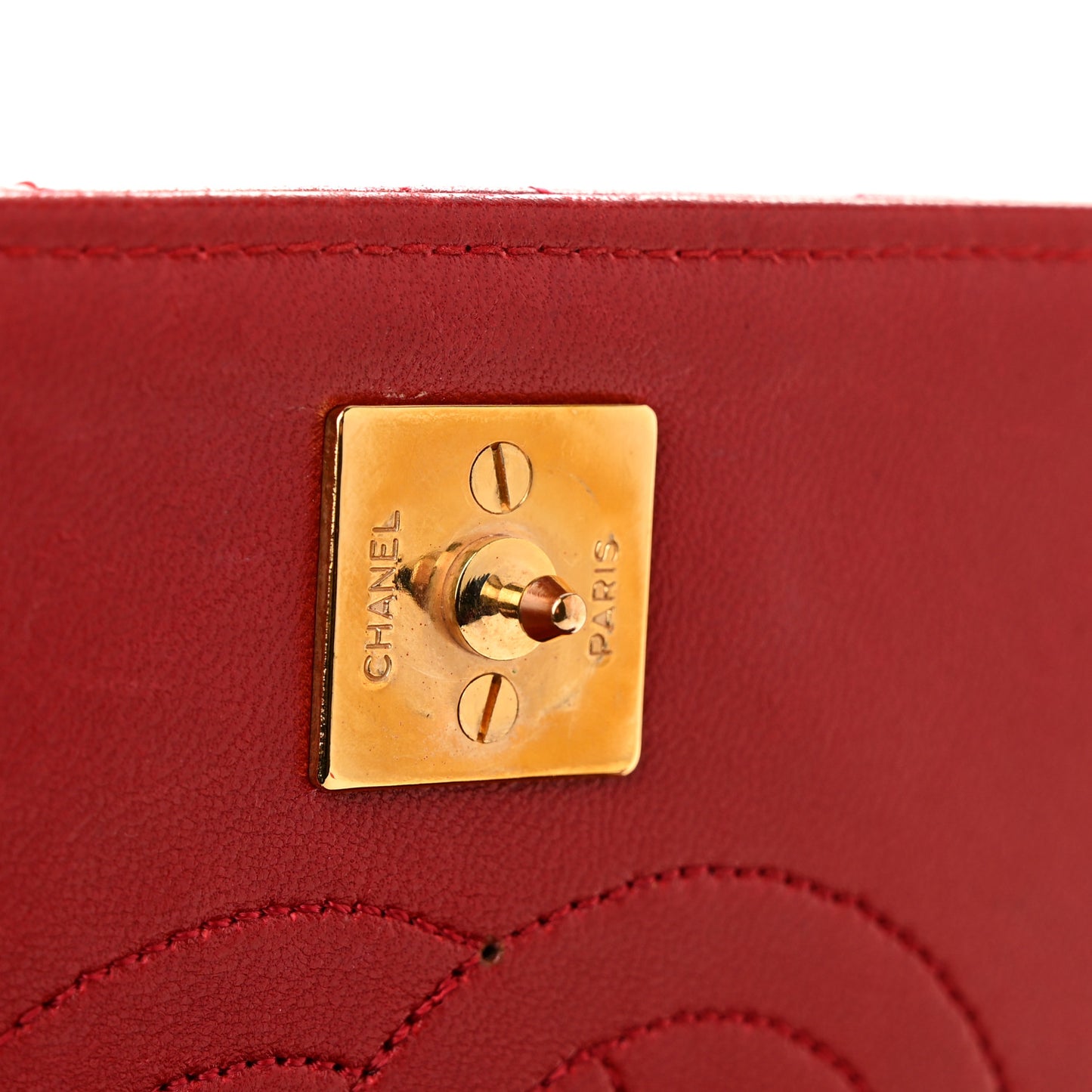 Lambskin Quilted Wallet On Chain WOC Red