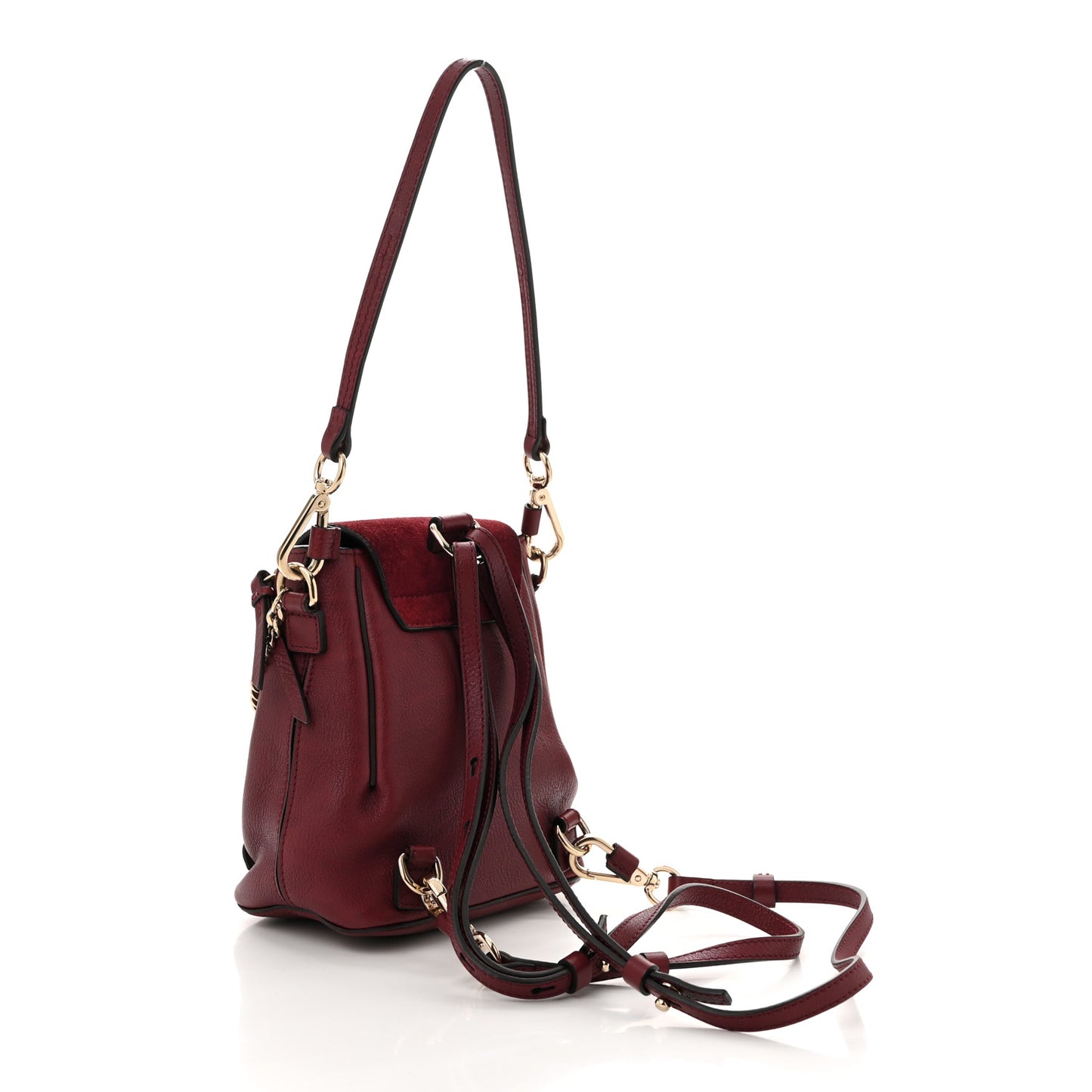 Suede Calfskin Mini Faye Backpack Earthy Red